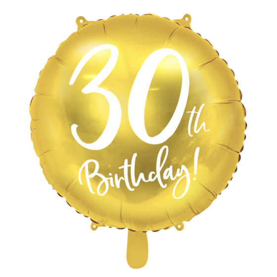 30 Års Fødselsdagballon Rund Guld image-0